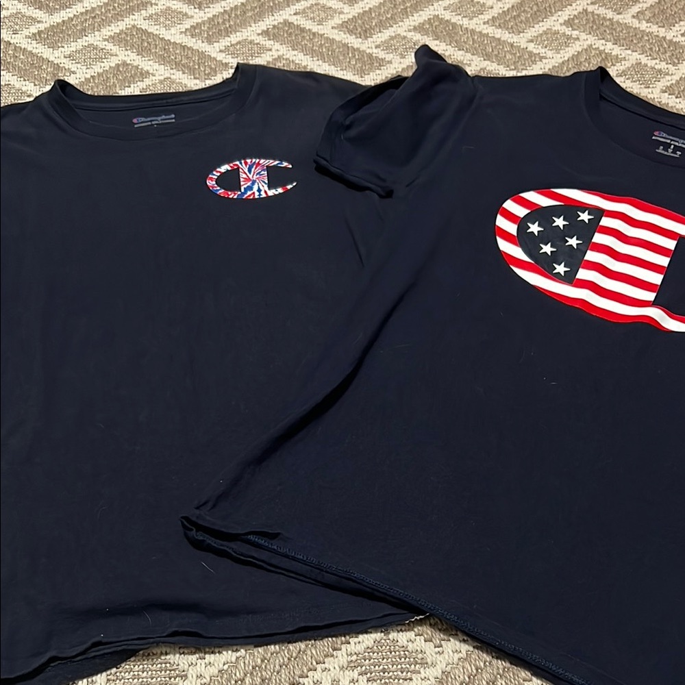 Champion Navy Red and White  Graphic T-Shirts Set of 2 Size Small